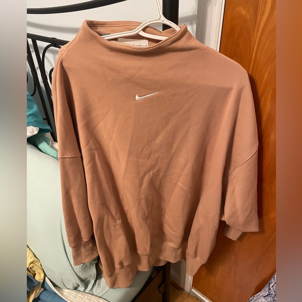 Camel Brown Nike Oversized Funnel Neck Sweatshirt